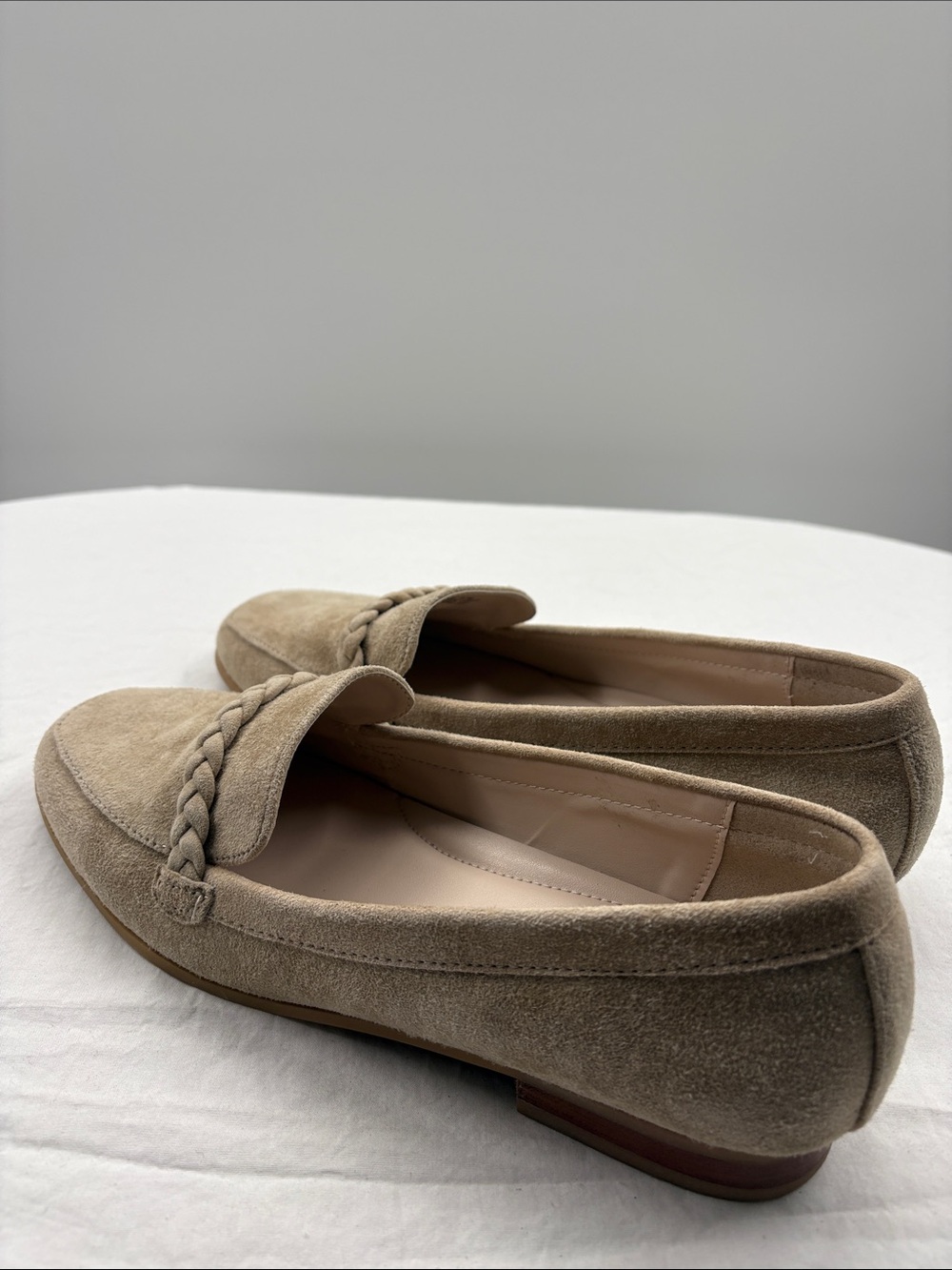 Like NEW! Joie Taupe Suede Braided Loafers. 9.5M. - Picture 5 of 9